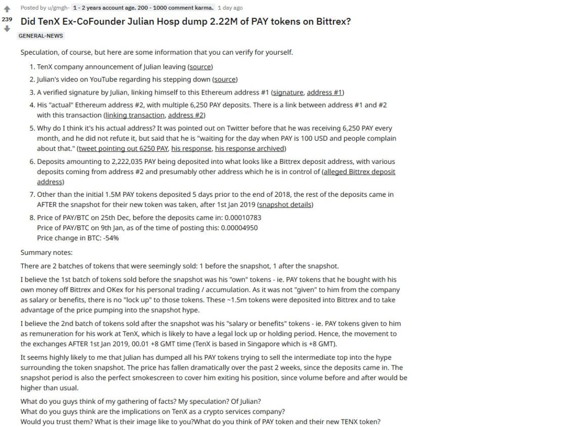 Reddit Accuses Julian Hosp Of Dumping