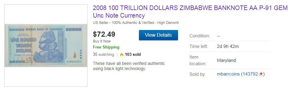 Zimbabwe Banknote