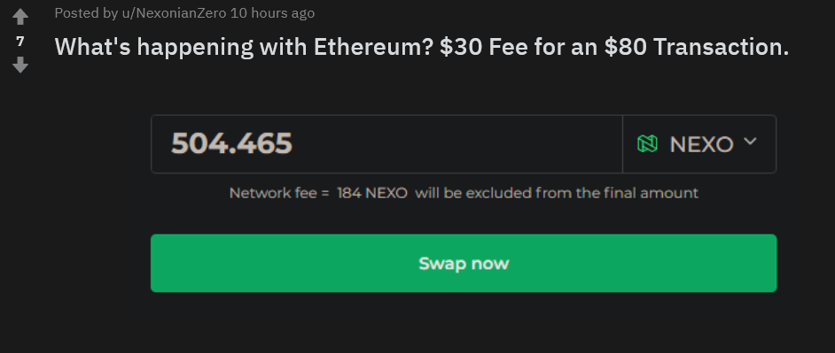 High fees for nexo