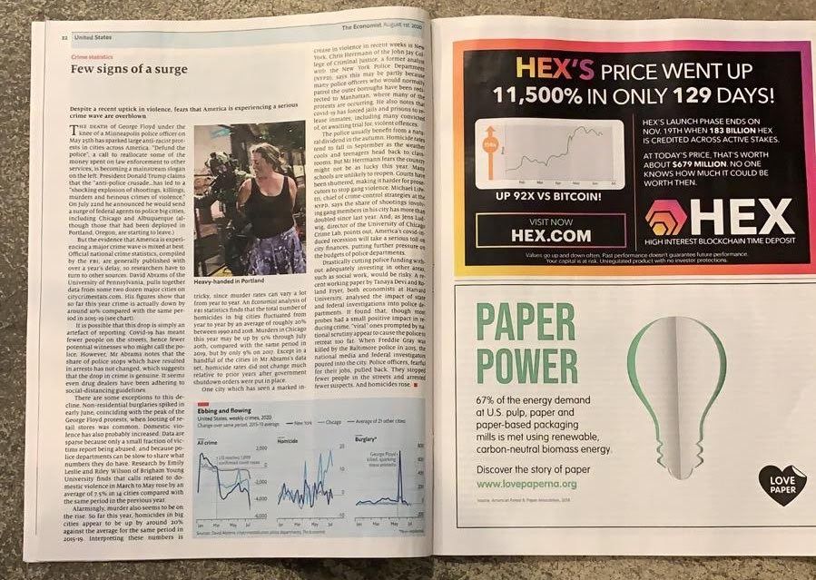 hex ad in the economist magazine