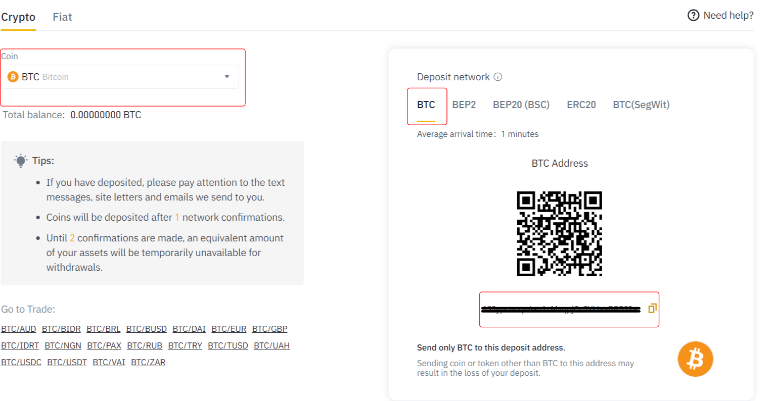 Binance Deposit Bitcoin