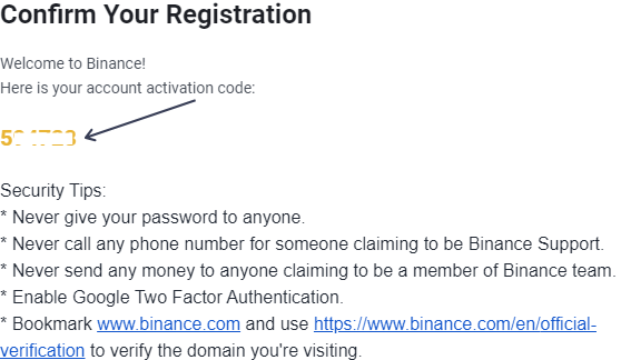 Binance Email verification
