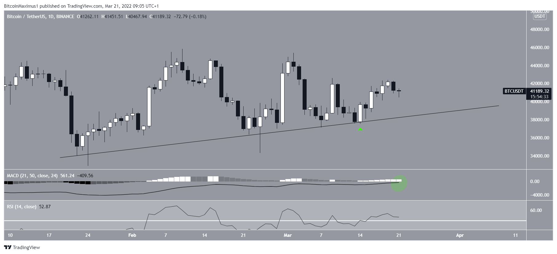 BTC Yükselen Destek Çizgisi