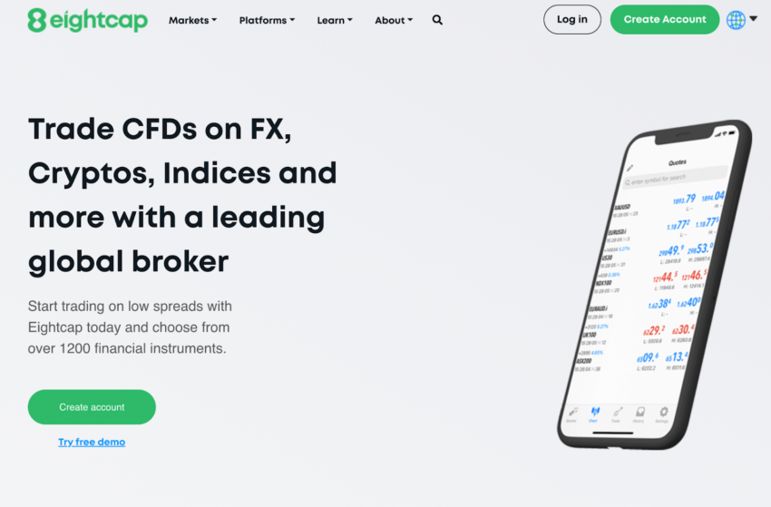 Eightcap homepage