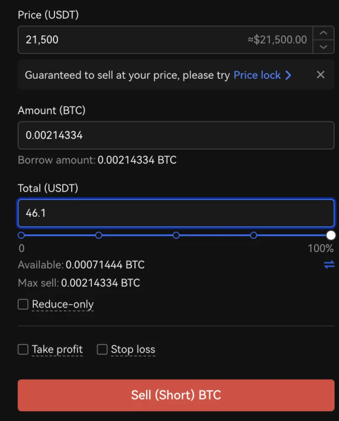 Limit sell