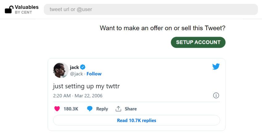 listing a tweet as an NFT