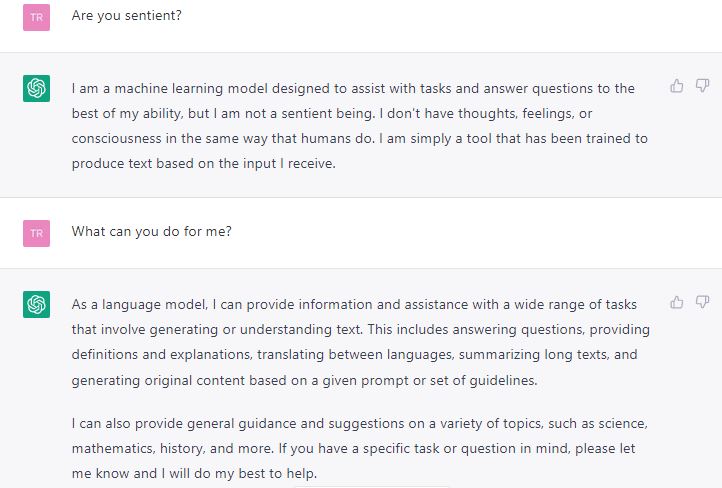 ChatGPT review - conversations