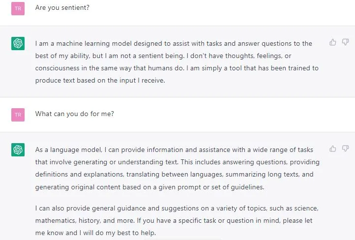 ChatGPT review - conversations
