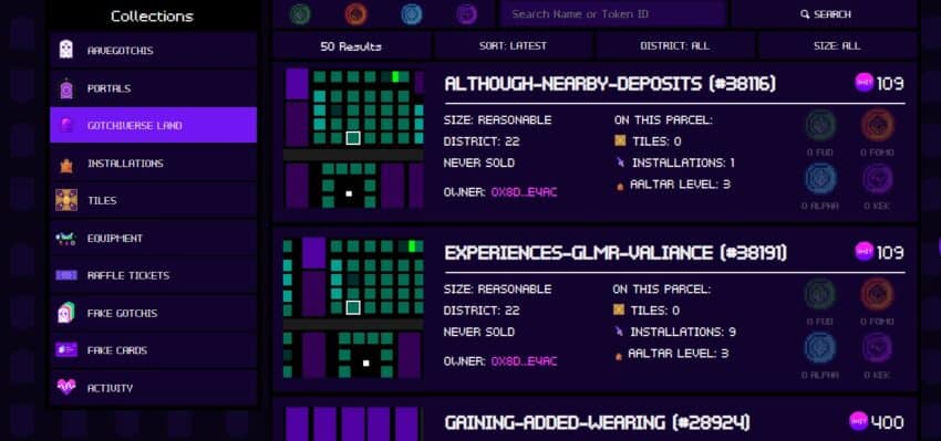 Land parcels aavegotchi guide