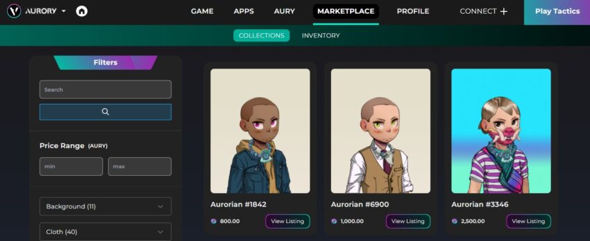 Aurory guide: Aurorian NFT marketplace