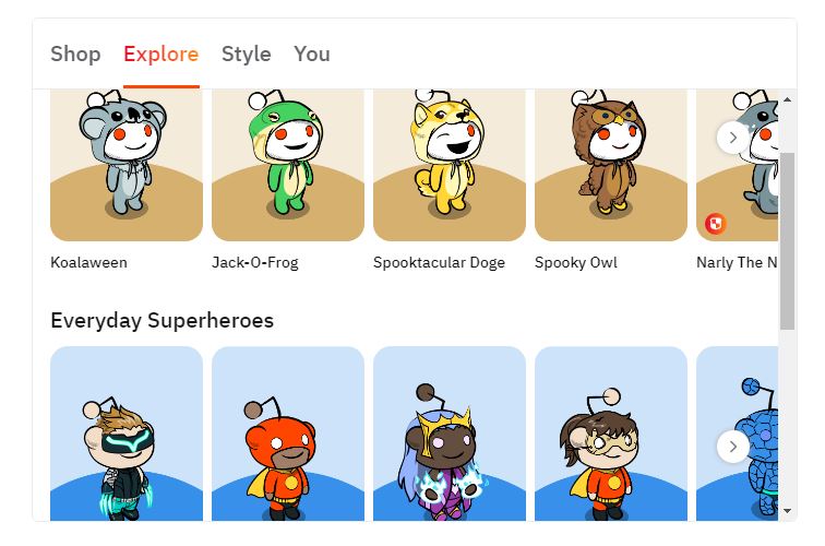 reddit avatars different collection