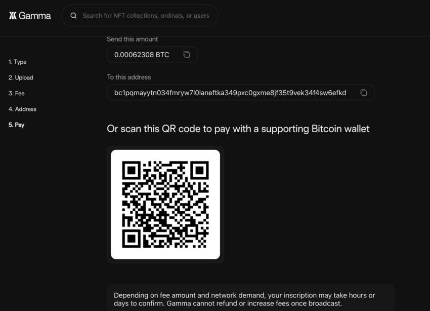 pay to scan for inscribing gamma