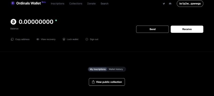 Bitcoin wallet: Ordinals Wallet