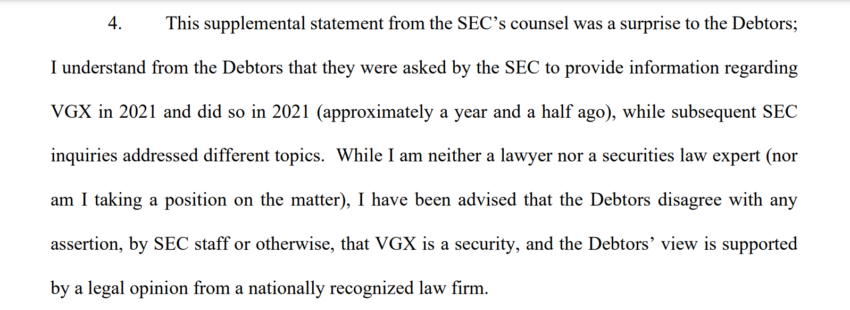 VGX Disclosure