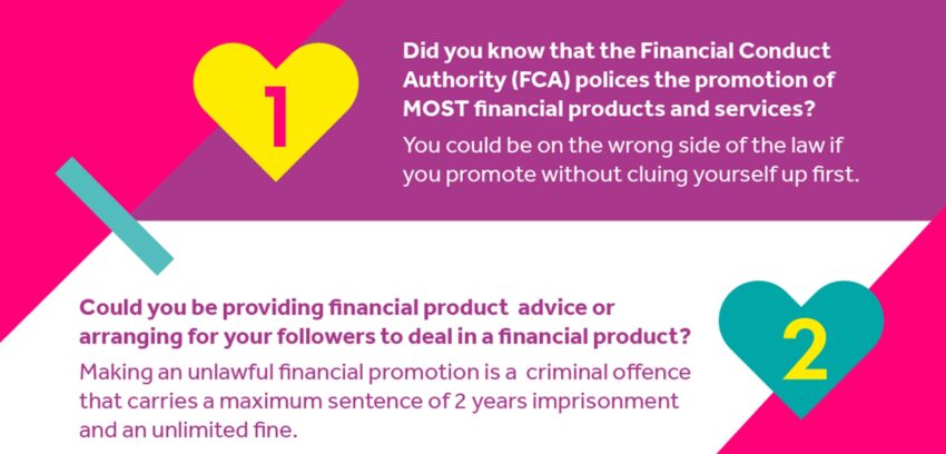 An Infographic created by UK regulators to avoid promotion of crypto scams. Love Island star Sharon Gaffka is the latest one to team up with the authority: FCA