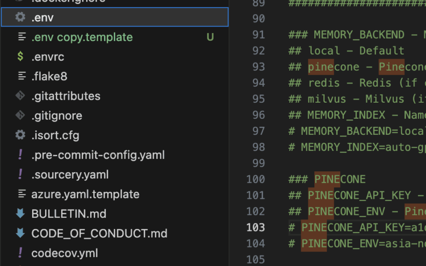 Pinecone ENV setup