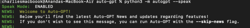 How to install AutoGPT in speak mode