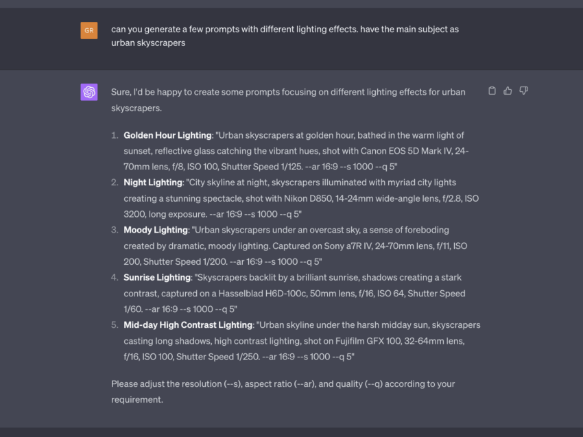 Different lighting effects for Midjourney prompt training