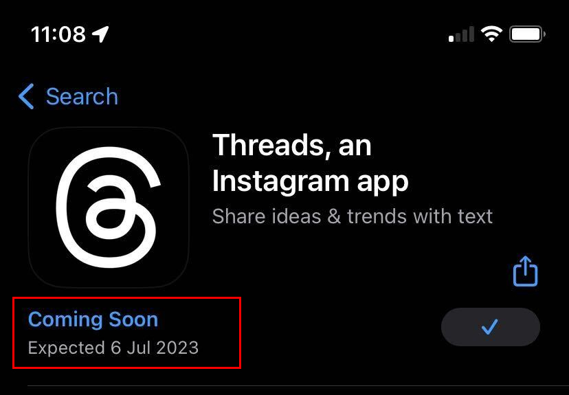 Threads Release Date. Source: App Store