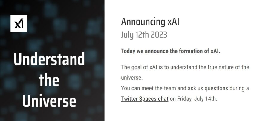xAI, an AI company that will compete against OpenAI, Homepage . Source: xAI