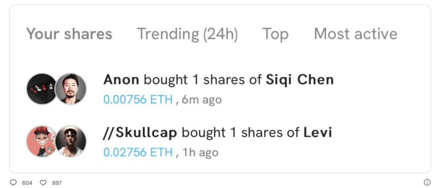 Friend.tech dashboard: Twitter