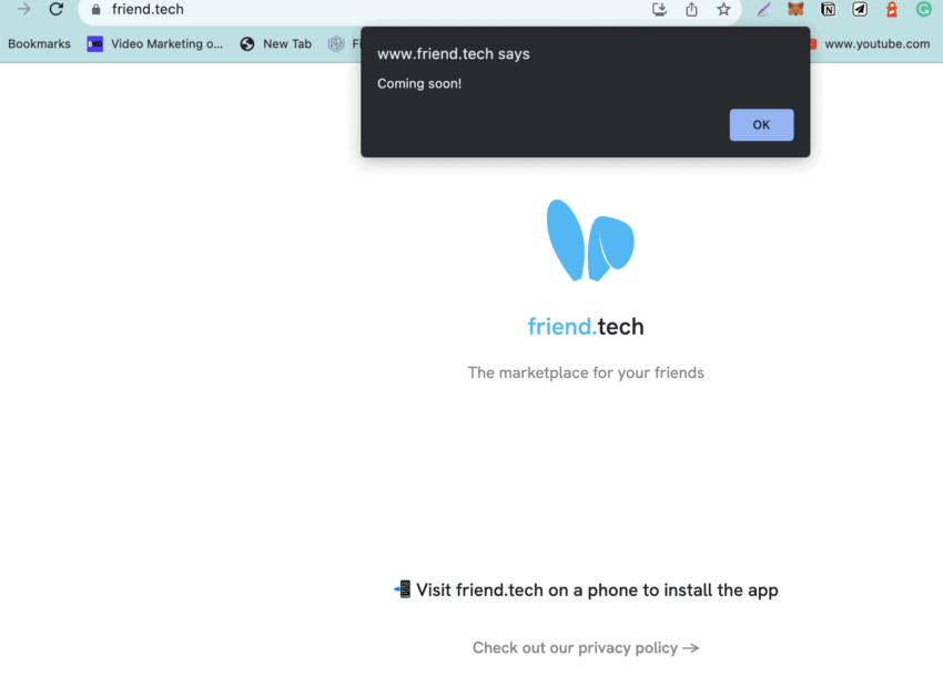 Friend.tech and no privacy policy