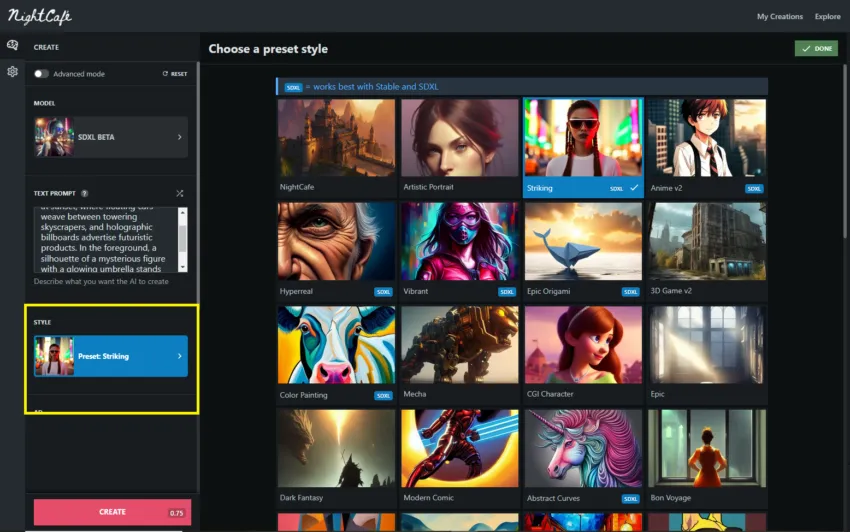 CHOOSE A PRESET STYLE