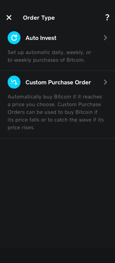 buy bitcoin cash app order types