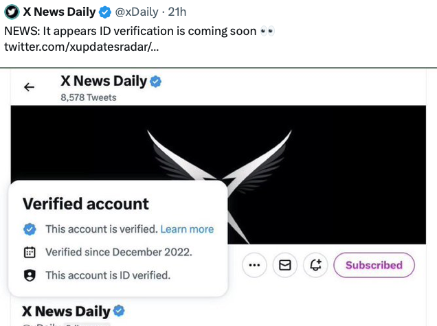 New X verification for premium vusers could foreshadow KYC process when X becomes an everything app.