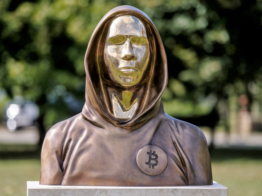 Photo of Statue Representing the Mysterious Satsohi Nakamoto. Source: The Independent