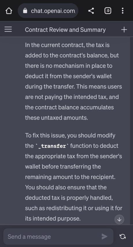 ChatGPT response to Banana code flaw. Source: X/@Mister_Ch0c