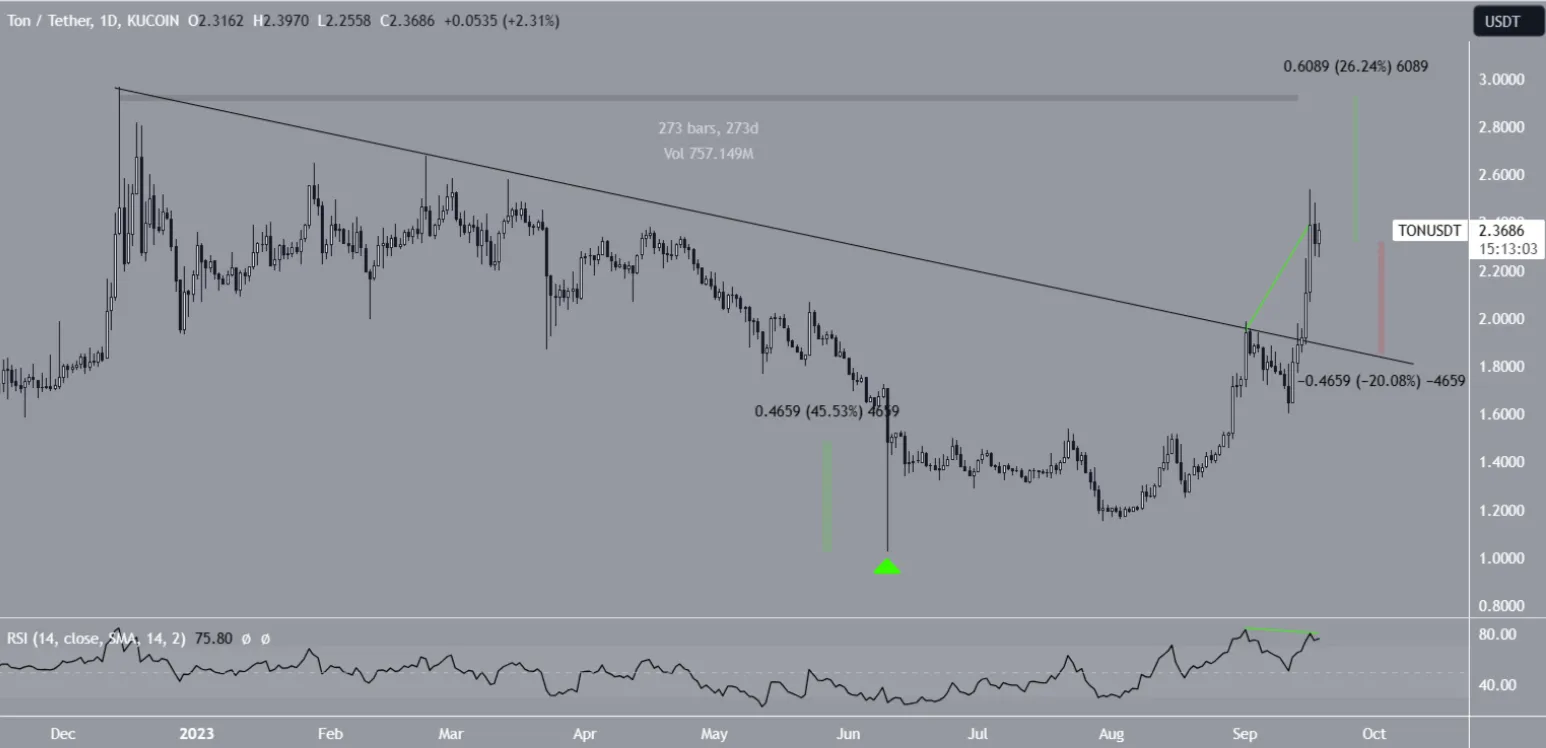 TON/USDT Daily Chart.