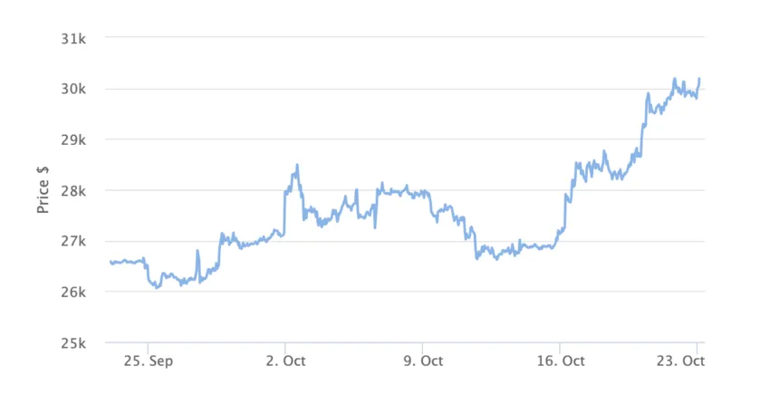 Bitcoin Price Chart 1 Month. Source: BeInCrypto