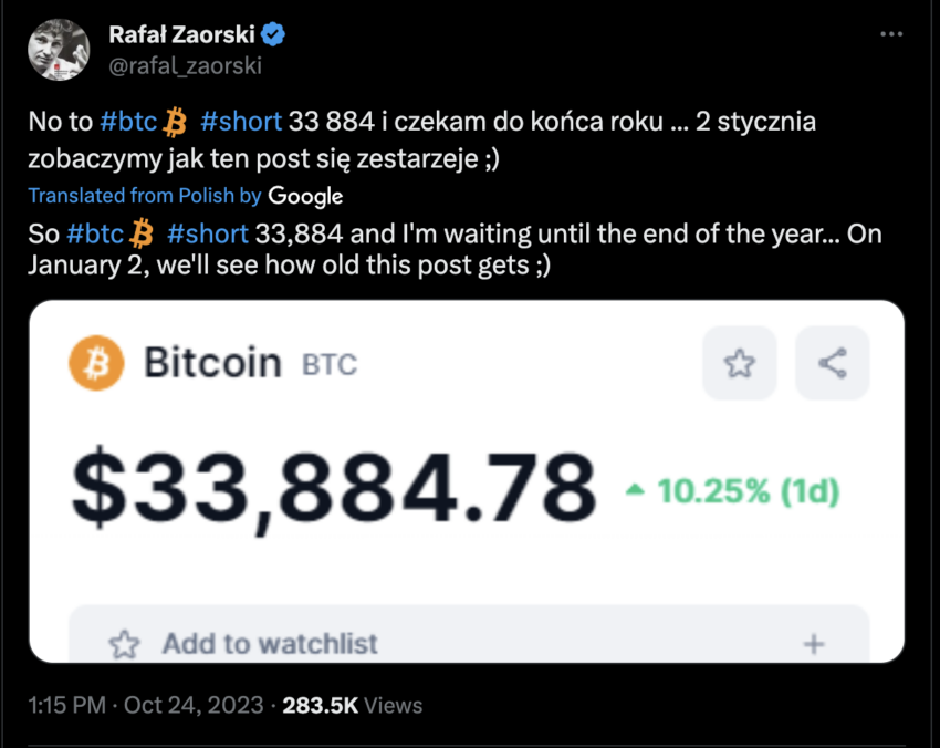 Rafal Zaorski ,shorts Bitcoin
