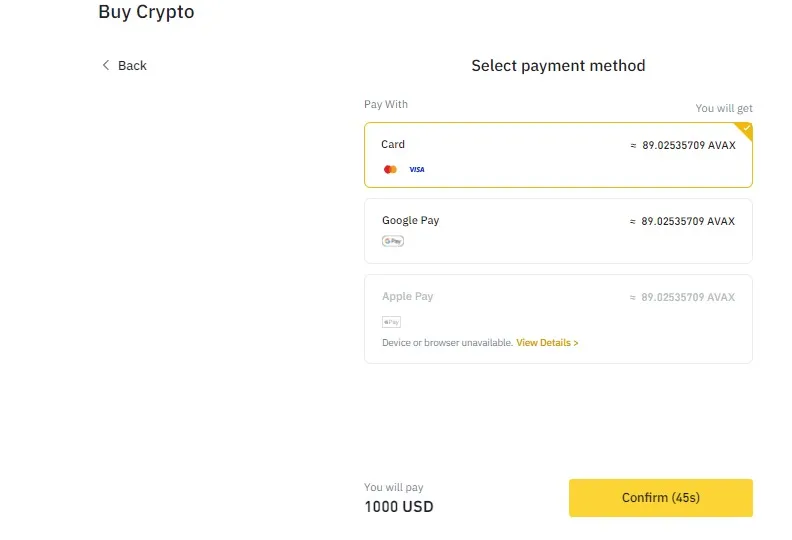 buy avalanche with credit card