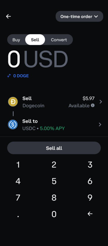 sell dogecoin step 2