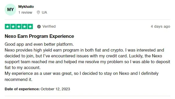 nexo customer review