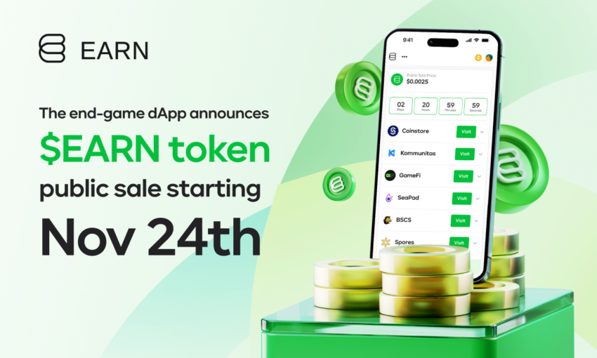 The Earn Network Announces Upcoming EARN Token Public Sale – Starting on Nov. 24 on Leading Launchpads