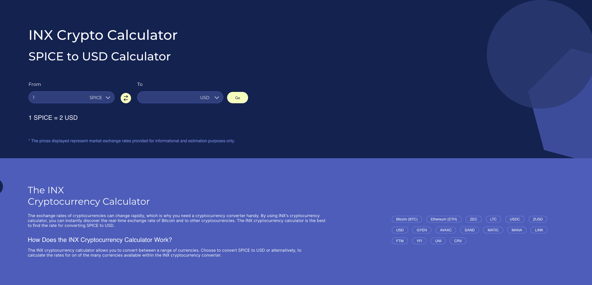 INX review: crypto calculator