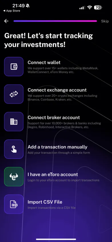 Delta investment interface: Delta