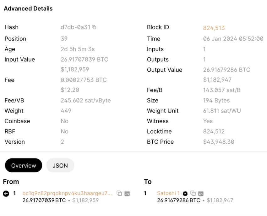 Why was Satoshi Nakamoto Randomly Sent 26 Bitcoin?