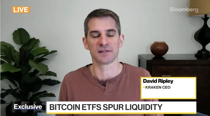 Kraken CEO David Ripley on Bloomberg Crypto Show. Source: Bloomberg