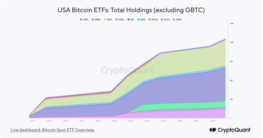 US Bitcoin ETFs Total Holdings Excluding GBTC