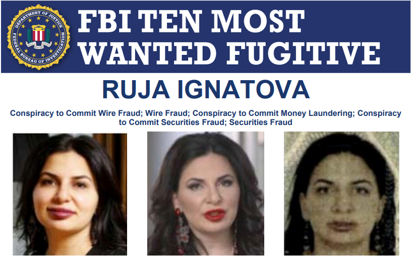 L'FBI ricercava la fuggitiva Ruja Ignatova. Fonte: FBI