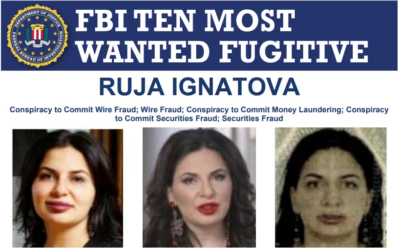 FBI wanted fugitive Ruja Ignatova. Source: FBI