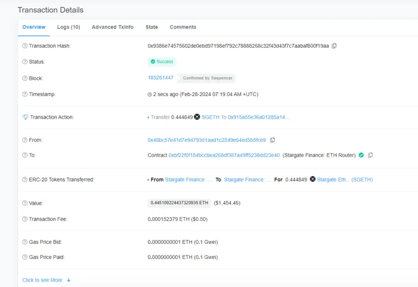 transaction details