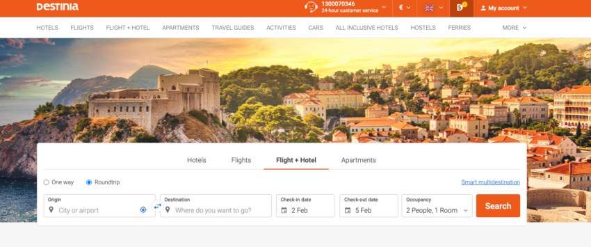 Destinia web3 crypto cheap flights hotels and travels