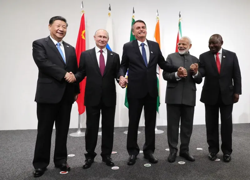 BRICS members (from left) Chinese President Xi Jinping, Russian President Vladimir Putin, Brazilian President Jair Bolsonaro, Indian Prime Minister Narendra Modi, and South African President Cyril Ramaphosa in 2019. Source: Foreign Policy