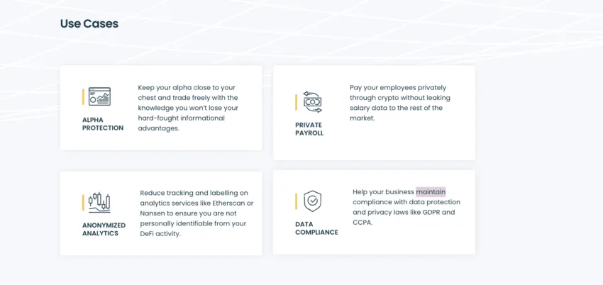 Use-cases for transaction shielding: Railgun