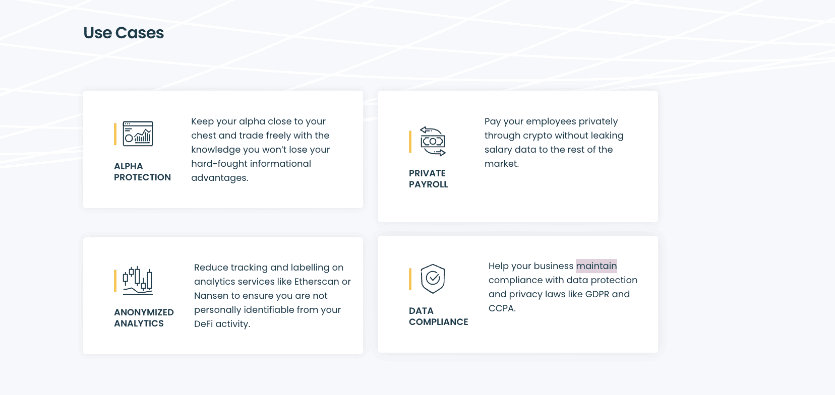 Use-cases for transaction shielding: Railgun